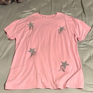 Pink Star tassel T-Shirt dress oversized